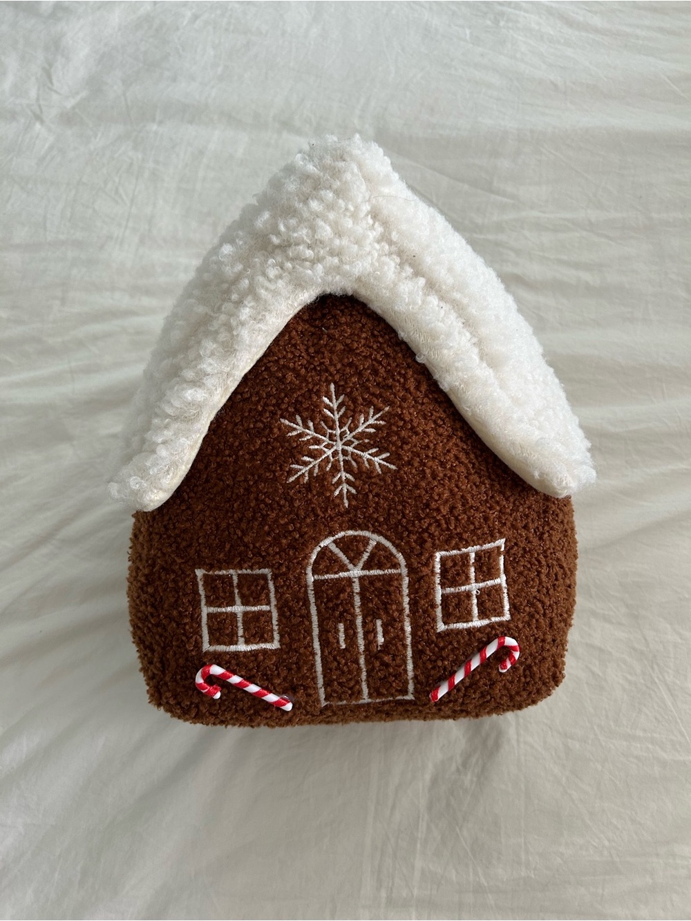 cupcakes & cashmere Brown & White Gingerbread House Plush Pillow